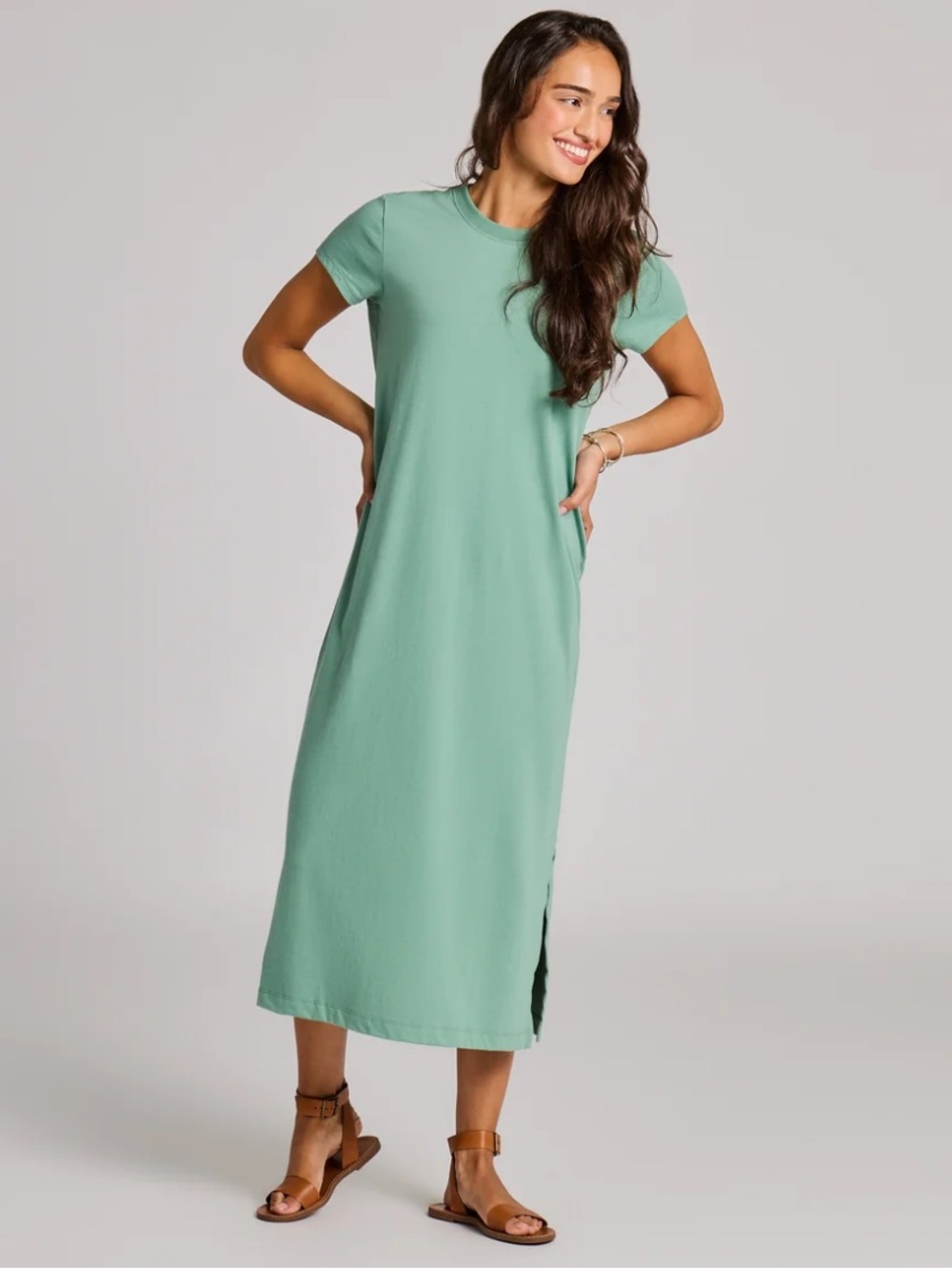 Life is good Solid Weekend Crusher Maxi Dress, Size XL, “Granite Green”